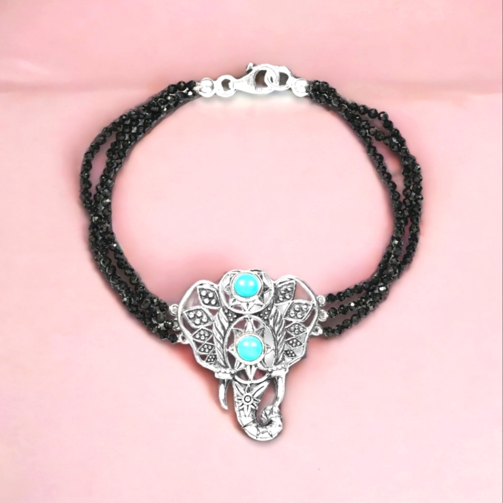 🔥PRICE DROP🔥NWT SLEEPING BEAUTY TURQUOISE & BK SPINEL STERLING SILVER BRACELET